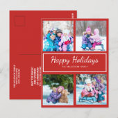 Rode witte multi-fotokerstvakantiegroet briefkaart (Voorkant / Achterkant)