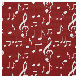 Rode witte muzieknoten patroonstof stof