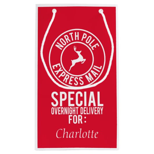 Rode & Witte Noordpool Express Mail Naam Klein Cadeauzakje (Achterkant)