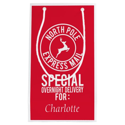 Rode & Witte Noordpool Express Mail Naam Klein Cadeauzakje (Voorkant)