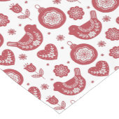 Rode Witte Noordse Vogelbol Kerstpatroon Medium Tafelloper (Hoek)