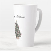 Rode witte Ornamenten kerstboom Latte Mok (Rechterhoek)