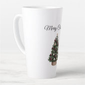 Rode witte Ornamenten kerstboom Latte Mok (Linkerhoek)