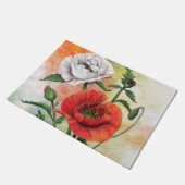 Rode witte papaver deurmat (Schuin)