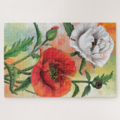 Rode witte papaver Jigzaag Puzzle Painting Legpuzzel (Horizontaal)