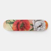 Rode witte papaver-skateboardbloemen persoonlijk skateboard (Horizontaal)
