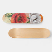 Rode witte papaver-skateboardbloemen persoonlijk skateboard (Horizontaal)