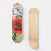 Rode witte papaver-skateboardbloemen persoonlijk skateboard (Voorkant)