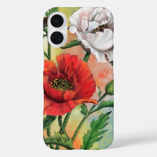 Rode witte papaverbloemen Case-Mate iPhone case (Achterkant)