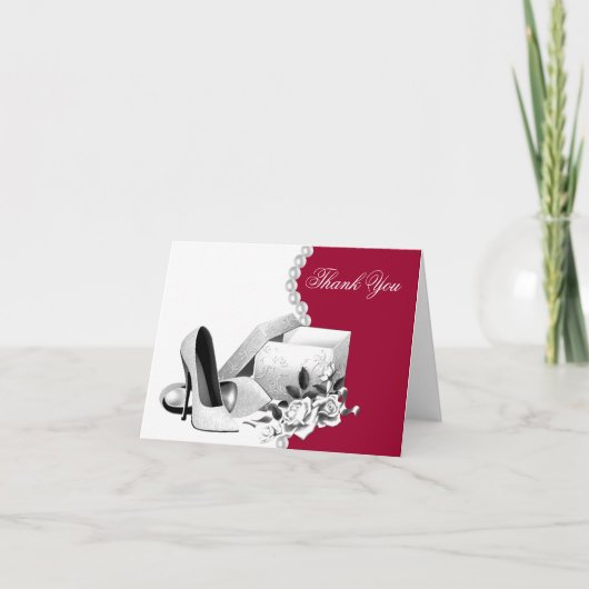 Rode witte parels hoge hak schoenen dank u kaarten (Voorkant)