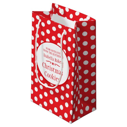 Rode witte pekelkoekjes met een stiekkoekje / tasj klein cadeauzakje (Voorkant Gekanteld)