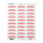 Rode Witte Pepermunt Bewerkbaar Retouradres Etiket (Full Sheet)