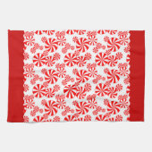 Rode Witte Pepermunt Kerstpatroon Keukendoek Theedoek (Horizontaal)