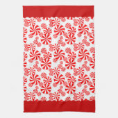 Rode Witte Pepermunt Kerstpatroon Keukendoek Theedoek (Verticaal)