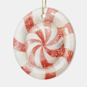 Rode Witte Pepermunt Kerstsnoep Keramisch Ornament (Links)