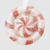 Rode Witte Pepermunt Kerstsnoep Ornament (voorkant)