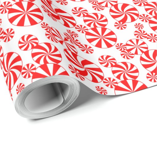 Rode Witte Pepermunt Snoep Kerstpatroon Cadeaupapier (Rol Hoek)