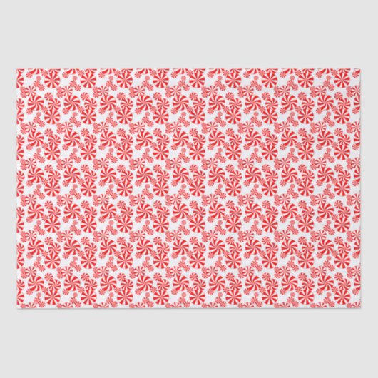 Rode Witte Pepermunt Snoep Kerstpatroon Tissuepapier (Voorkant)