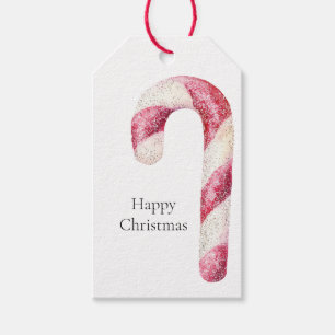 Rode witte pepermunt snoepjes cadeaulabel