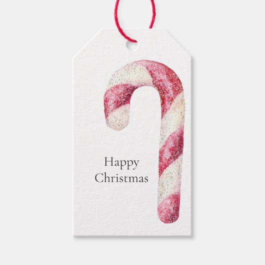 Rode witte pepermunt snoepjes cadeaulabel (Voorkant)