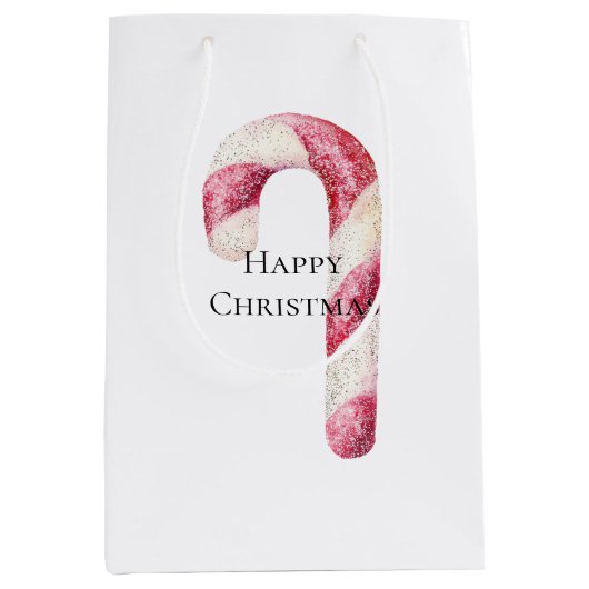 Rode witte pepermunt snoepjes medium cadeauzakje (Voorkant)