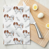 Rode Witte Phalène Hond Patroon Met Naam Van De Ho Theedoek (Quarter Fold)