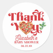 Rode Witte Pizza Thema Ronde Sticker (Voorkant)