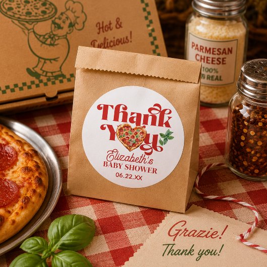 Rode Witte Pizza Thema Ronde Sticker