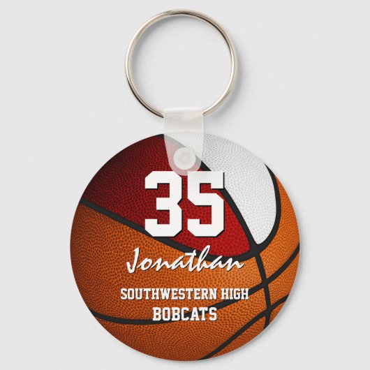 Rode witte ploeg, jongens, basketbal sleutelhanger (Voorkant)