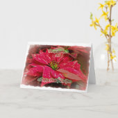Rode & Witte Poinsettia Prettig Kerstfeest & Geluk Kaart (Gele Bloem)