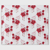Rode & Witte Poinsettias Bloemen Kerstvakantie Cadeaupapier (Vlak)