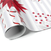 Rode & Witte Poinsettias Bloemen Kerstvakantie Cadeaupapier (Rol Hoek)