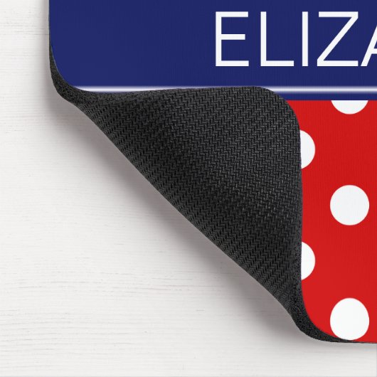 Rode witte pokadots #2 Navy Name Monogram Muismat (Hoek)