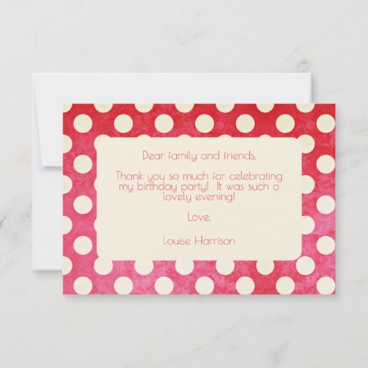  Rode Witte Polka Dot Birthday Bedankkaart (Achterkant)