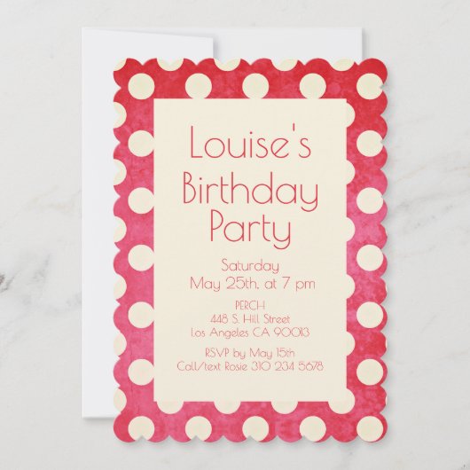  Rode Witte Polka Dot Birthday Kaart (Voorkant)