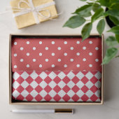 Rode Witte Polka Dot Checkerboard Designer Tissuepapier (Geschenk)