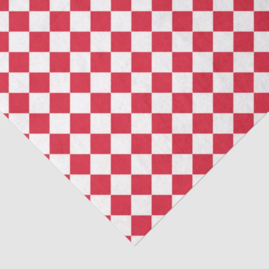 Rode Witte Polka Dot Checkerboard Designer Tissuepapier (Detail)