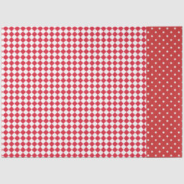 Rode Witte Polka Dot Checkerboard Designer Tissuepapier