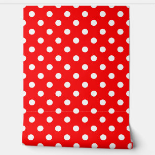 Rode Witte Polka Dots Patroonontwerp Behang