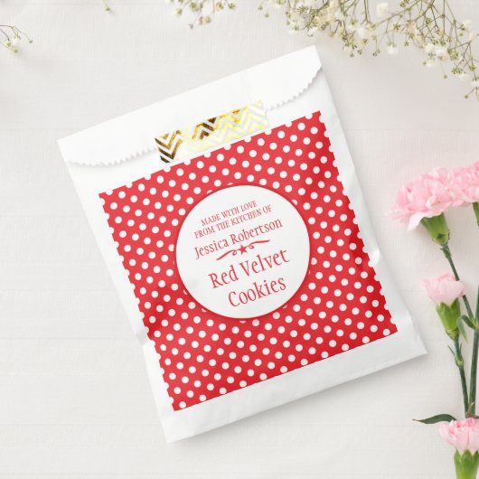 Rode witte polka-kerstruil, aangepaste bakzakken bedankzakje (Gezegeld)