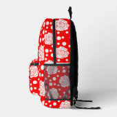 Rode witte polka stippen bloemenillustratieontwerp bedrukte rugzak (Rechts)