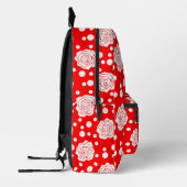 Rode witte polka stippen bloemenillustratieontwerp bedrukte rugzak (Links)