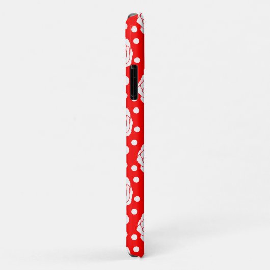 Rode witte polka stippen bloemenillustratieontwerp Case-Mate iPhone case (Achterkant/rechts)