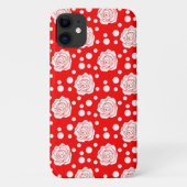 Rode witte polka stippen bloemenillustratieontwerp Case-Mate iPhone case (Achterkant)