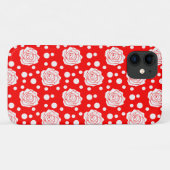 Rode witte polka stippen bloemenillustratieontwerp Case-Mate iPhone case (Achterkant (horizontaal))