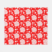 Rode witte polka stippen bloemenillustratieontwerp fleece deken (Voorkant (Horizontaal))