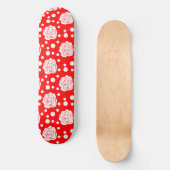 Rode witte polka stippen bloemenillustratieontwerp persoonlijk skateboard (Voorkant)
