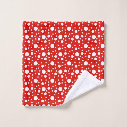 Rode witte polka stippen spot handdoek (Wasdoekje)