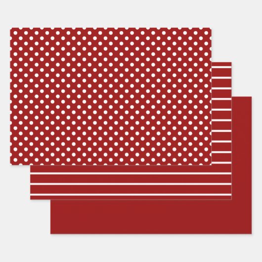Rode witte polka stippen strepen inpakpapier vel (Set)