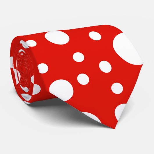 Rode witte polka stippen vlek stropdas (Opgerold)